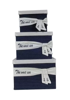 Old Modern Handicrafts Home Decorative Fabric Boxes With Cover, Set of 3