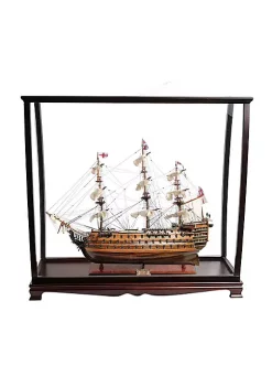 Old Modern Handicrafts Classic Decorative HMS Victory Large With Table Top Display Case