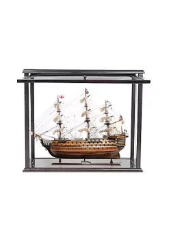 Old Modern Handicrafts Classic Decorative HMS Victory Midsize With Display Case Front Open