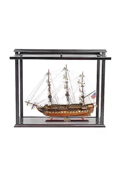 Old Modern Handicrafts Classic Decorative USS Constitution Mid With Display Case Front Open -Old Modern Handicrafts shop Belk 338