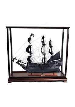 Old Modern Handicrafts Classic Decorative Black Pearl Pirate Ship Midsize With Display Case