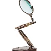 Old Modern Handicrafts Home Decorative Brass Big Magnifier Glass with Wooden Base
