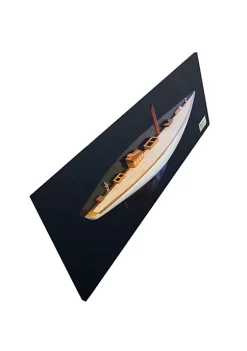 Old Modern Handicrafts Classic Decorative Shamrock Brown/White Painted Half-Hull Model Boat Yacht Handmade -Old Modern Handicrafts shop Belk 639