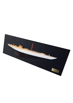 Old Modern Handicrafts Classic Decorative Shamrock Brown/White Painted Half-Hull Model Boat Yacht Handmade -Old Modern Handicrafts shop Belk 640