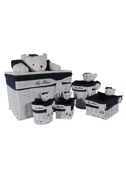 Old Modern Handicrafts Home Decorative Rectangular Willow Baskets Bear Design, Set of 5