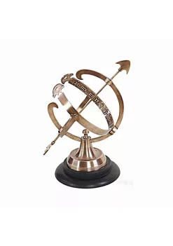 Old Modern Handicrafts Home Decorative Brass Armillary on Wooden Base