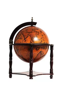 Old Modern Handicrafts Classic Decorative Globe Bar 13 Inches- 4 Legged Stand - Red