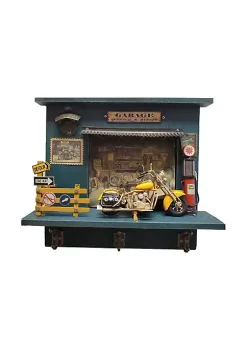 Old Modern Handicrafts Classic Decorative Vintage Harley Motorcycle Shadow Box on Wood Frame