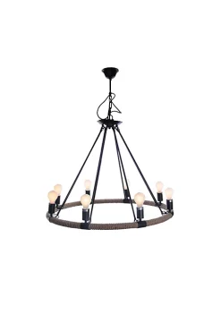 Old Modern Handicrafts Home Decorative Rope Pendant Lamp - 8 Bulbs